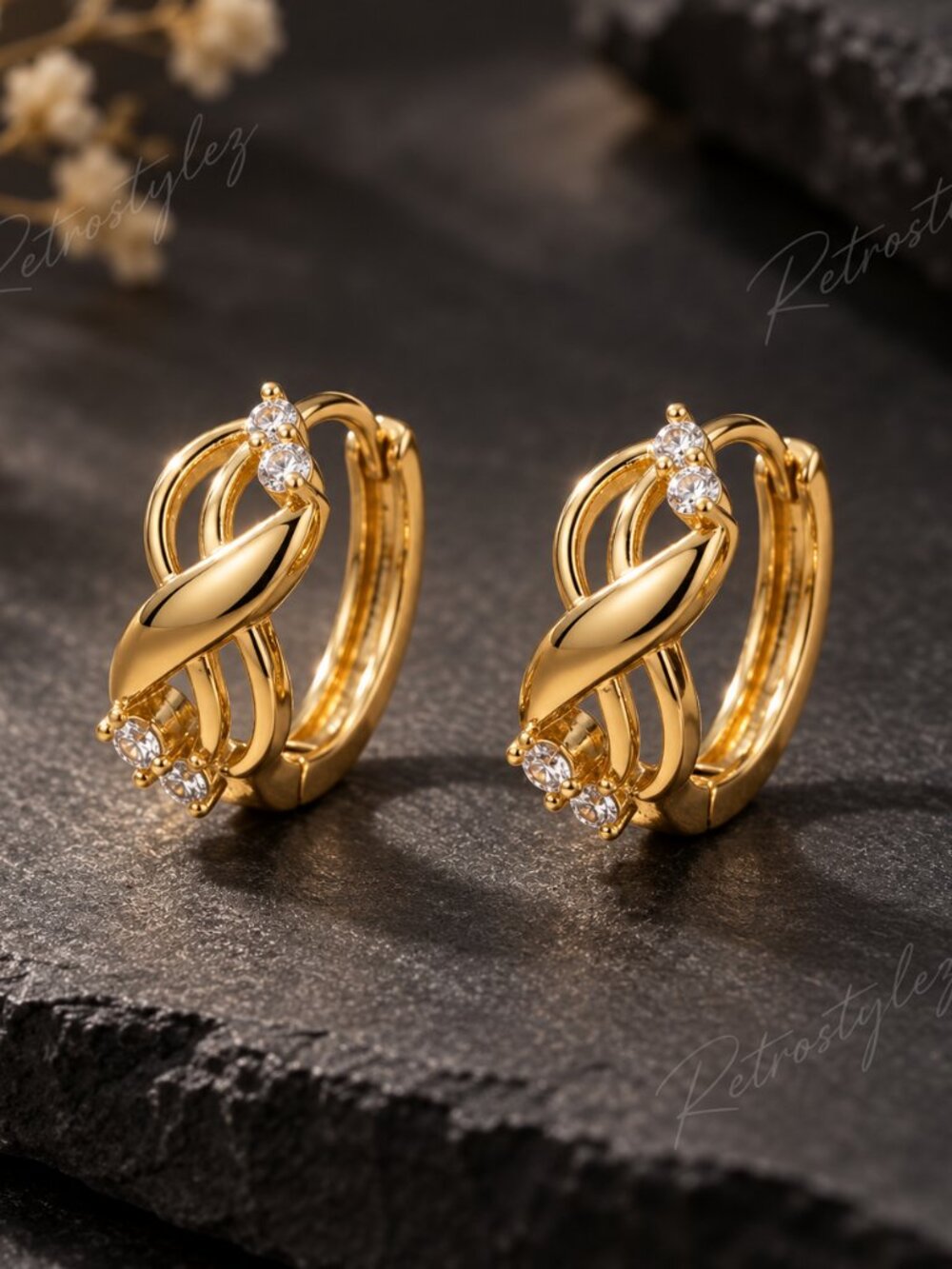 14K Gold Womens 2ct Diamond Small Hoop Earrings Ladies 14 K Silver Jewelry New